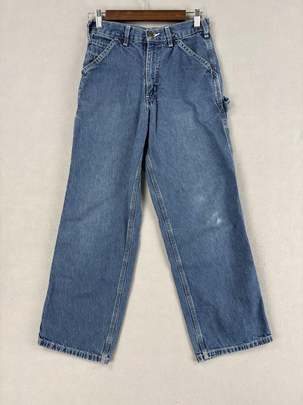 Carhartt Jeans Womens 28 Blue Denim Relaxed Straight Carpenter Workwear Utility